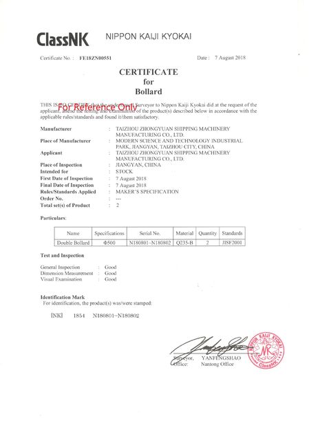 Trung Quốc Zhongyuan Ship Machinery Manufacture (Group) Co., Ltd Chứng chỉ
